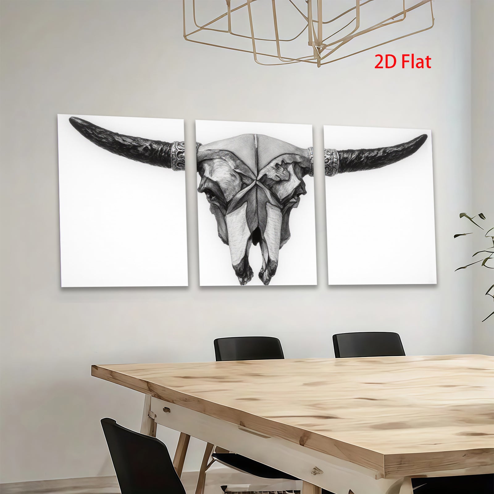 2D flat 1pc Western Skull Artwork Rustic Farmhouse Wall Decor Living Room Bedroom Gallery Wrapped Canvas Prints Modern Minimalist Home Decorations
