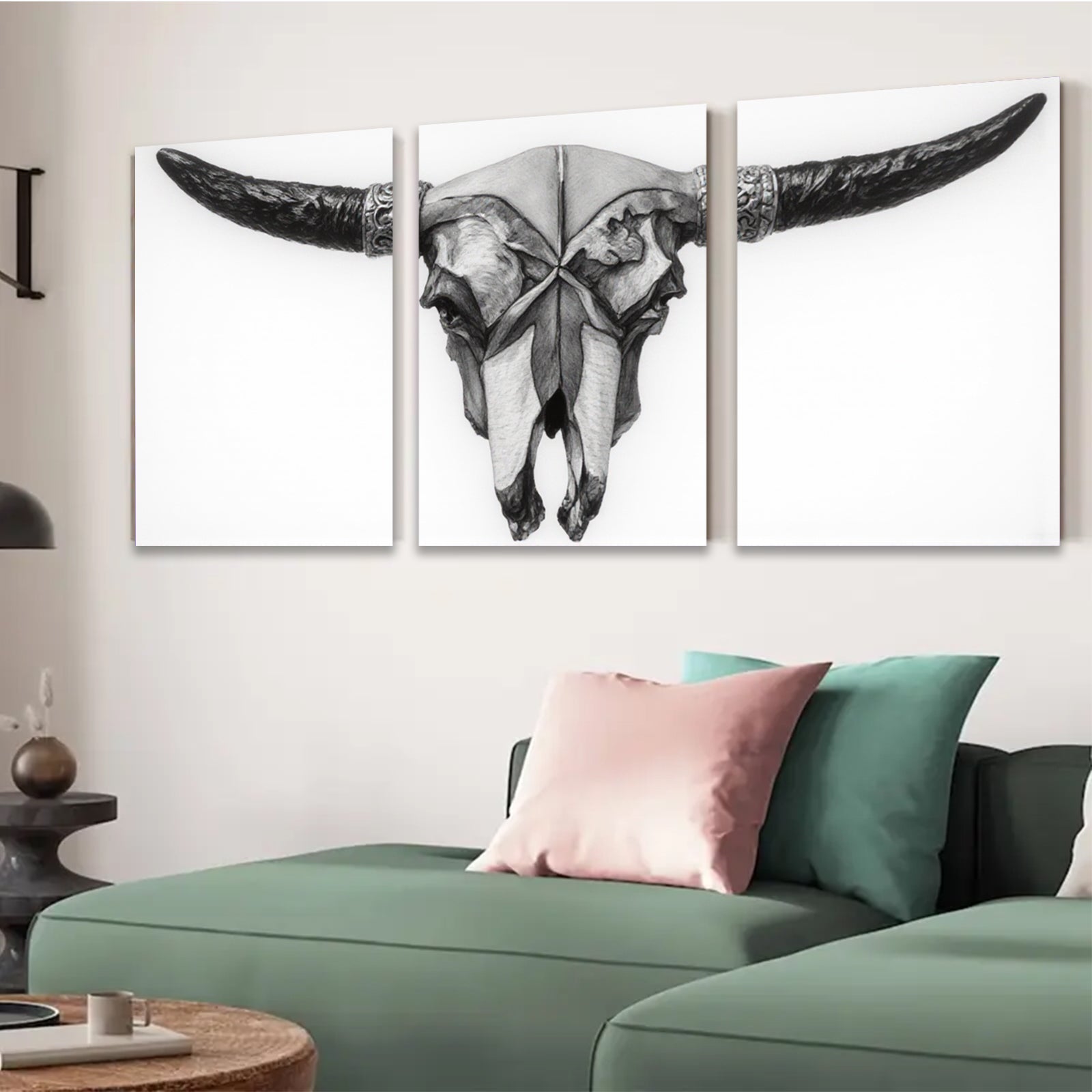 2D flat 1pc Western Skull Artwork Rustic Farmhouse Wall Decor Living Room Bedroom Gallery Wrapped Canvas Prints Modern Minimalist Home Decorations
