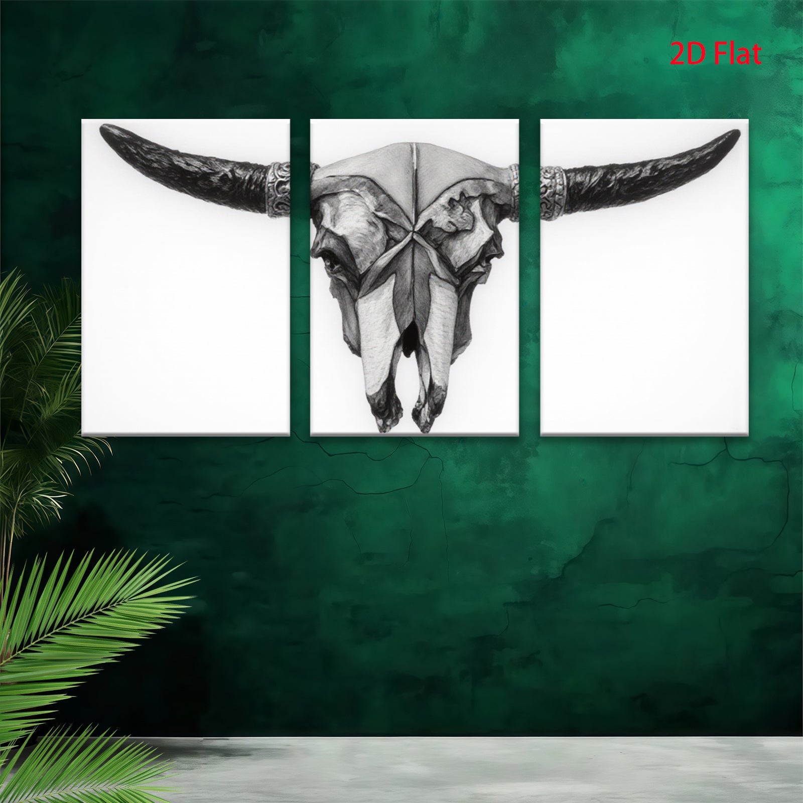 2D flat 1pc Western Skull Artwork Rustic Farmhouse Wall Decor Living Room Bedroom Gallery Wrapped Canvas Prints Modern Minimalist Home Decorations