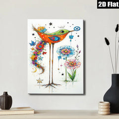 2D flat 1pc Whimsical Bird Floral Wall Art Decor Living Room Bedroom Modern Farmhouse Style Canvas Prints Botanical Artwork Gallery Wrapped Ready To Hang