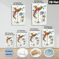 2D flat 1pc Whimsical Bird Floral Wall Art Decor Living Room Bedroom Modern Farmhouse Style Canvas Prints Botanical Artwork Gallery Wrapped Ready To Hang