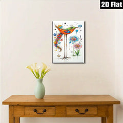 2D flat 1pc Whimsical Bird Floral Wall Art Decor Living Room Bedroom Modern Farmhouse Style Canvas Prints Botanical Artwork Gallery Wrapped Ready To Hang