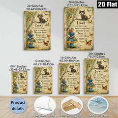 2D flat 1pc Whimsical Cat Butterfly Wall Art Canvas Prints for Living Room Bedroom Decor Farmhouse Style Gallery Wrapped Ready to Hang