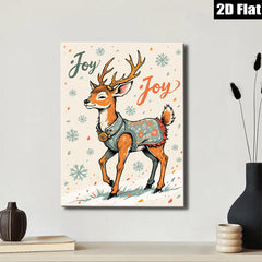 2D flat 1pc Whimsical Deer Portrait Woodland Animal Art Home Wall Decor Living Room Bedroom Farmhouse Style Gallery Wrapped Canvas Print Modern Aesthetic
