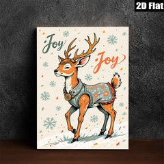 2D flat 1pc Whimsical Deer Portrait Woodland Animal Art Home Wall Decor Living Room Bedroom Farmhouse Style Gallery Wrapped Canvas Print Modern Aesthetic