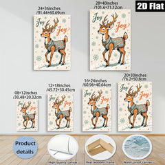 2D flat 1pc Whimsical Deer Portrait Woodland Animal Art Home Wall Decor Living Room Bedroom Farmhouse Style Gallery Wrapped Canvas Print Modern Aesthetic