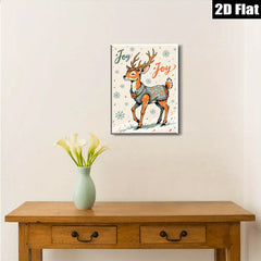2D flat 1pc Whimsical Deer Portrait Woodland Animal Art Home Wall Decor Living Room Bedroom Farmhouse Style Gallery Wrapped Canvas Print Modern Aesthetic