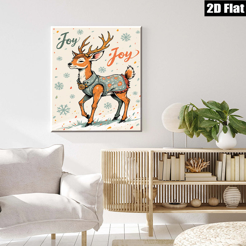 2D flat 1pc Whimsical Deer Portrait Woodland Animal Art Home Wall Decor Living Room Bedroom Farmhouse Style Gallery Wrapped Canvas Print Modern Aesthetic