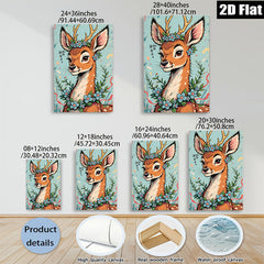 2D flat 1pc Whimsical Deer with Floral Crown Wall Art Decor for Living Room Bedroom Gallery Wrapped Canvas Prints Modern Farmhouse Style Home Decoration Cozy Aesthetic Trending Now