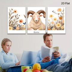2D flat 1pc Whimsical Farm Animal Portrait Rustic Wall Decor for Living Room Bedroom Gallery Wrapped Canvas Prints Modern Farmhouse Aesthetic Cozy Home Decor