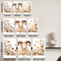 2D flat 1pc Whimsical Farm Animal Portrait Rustic Wall Decor for Living Room Bedroom Gallery Wrapped Canvas Prints Modern Farmhouse Aesthetic Cozy Home Decor