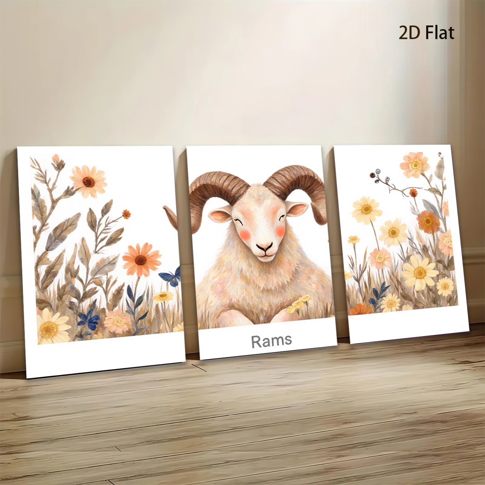 2D flat 1pc Whimsical Farm Animal Portrait Rustic Wall Decor for Living Room Bedroom Gallery Wrapped Canvas Prints Modern Farmhouse Aesthetic Cozy Home Decor