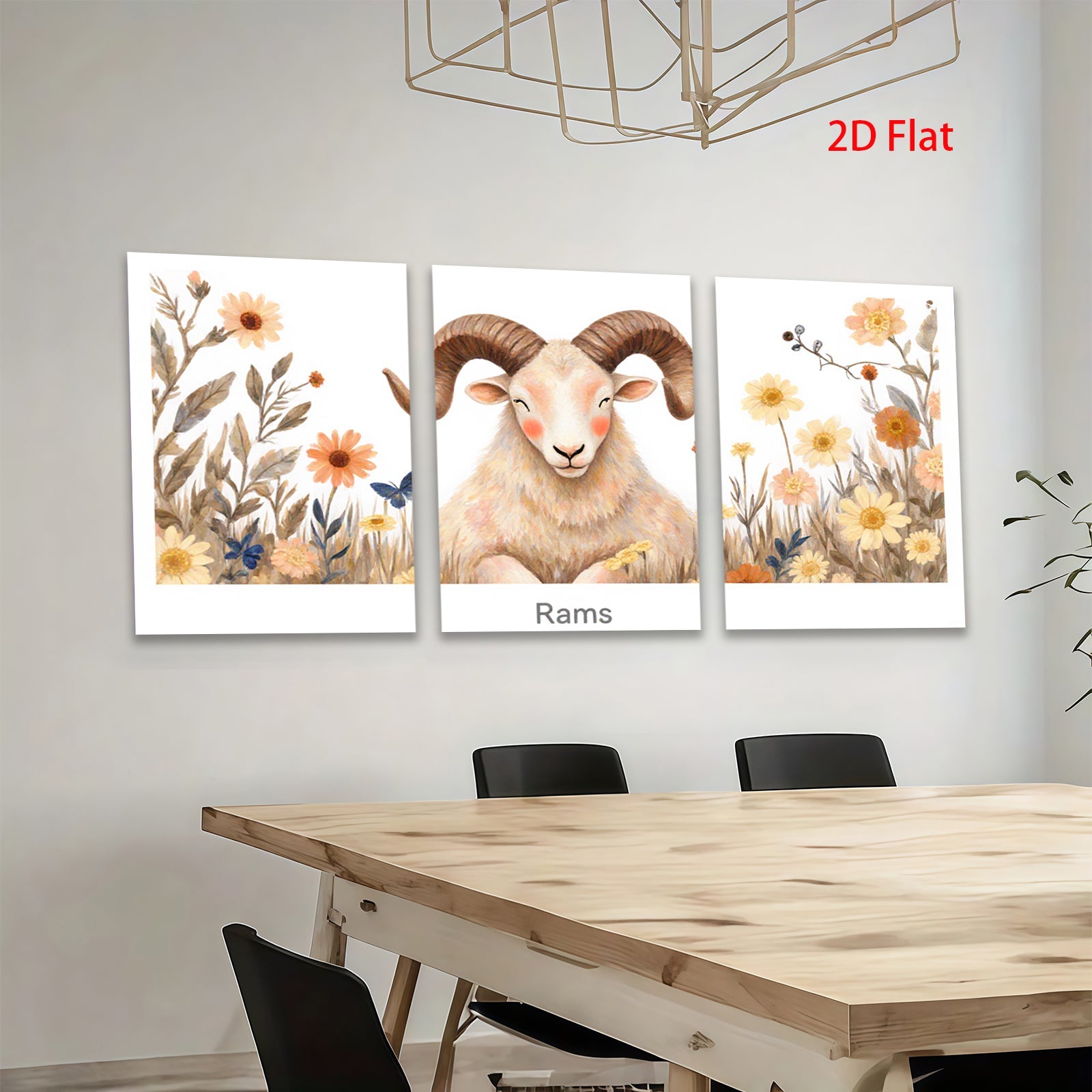 2D flat 1pc Whimsical Farm Animal Portrait Rustic Wall Decor for Living Room Bedroom Gallery Wrapped Canvas Prints Modern Farmhouse Aesthetic Cozy Home Decor