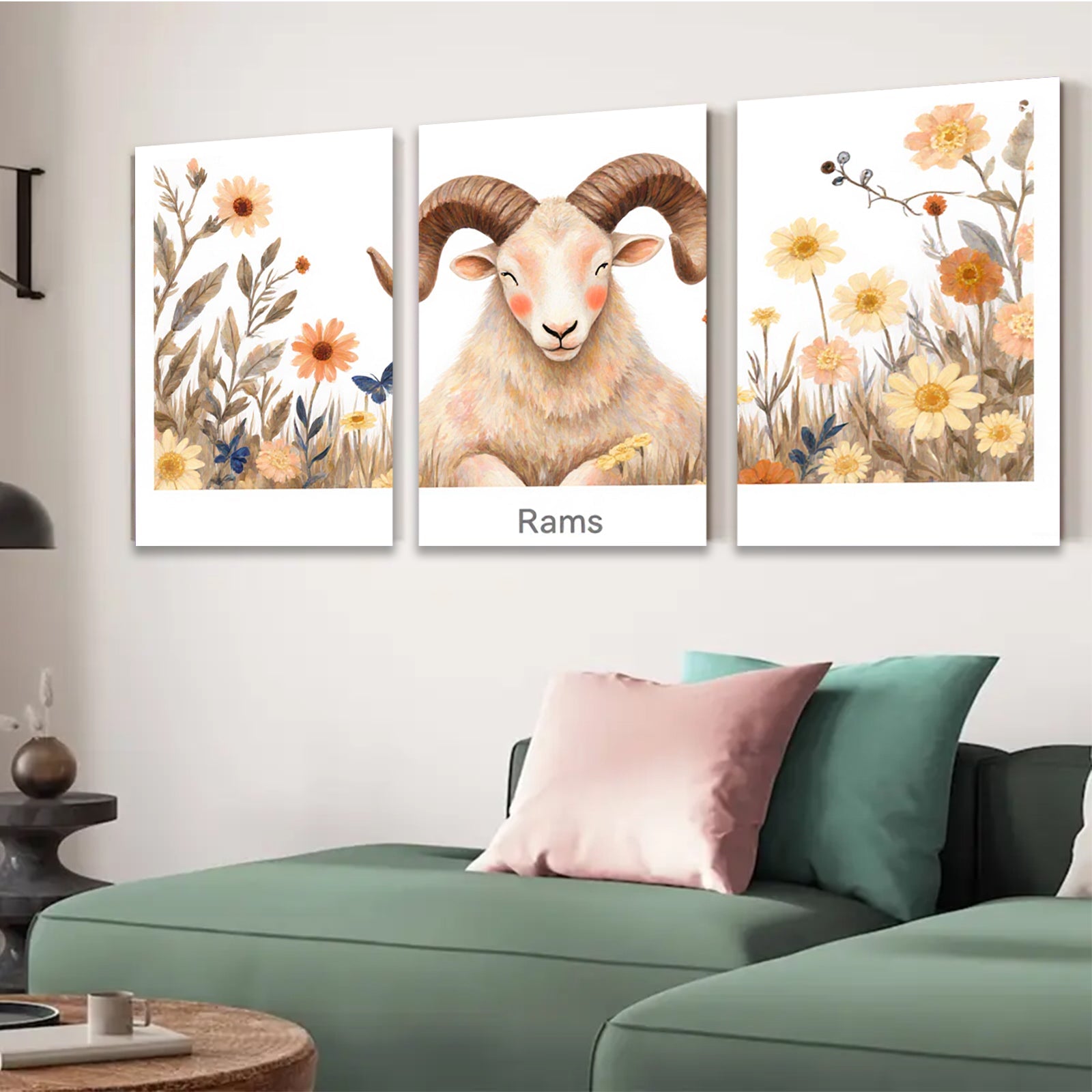 2D flat 1pc Whimsical Farm Animal Portrait Rustic Wall Decor for Living Room Bedroom Gallery Wrapped Canvas Prints Modern Farmhouse Aesthetic Cozy Home Decor