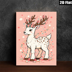2D flat 1pc Whimsical Floral Deer Wall Art Kids Room Nursery Decor Boho Chic Modern Farmhouse Living Room Bedroom Gallery Wrapped Canvas Prints