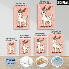 2D flat 1pc Whimsical Floral Deer Wall Art Kids Room Nursery Decor Boho Chic Modern Farmhouse Living Room Bedroom Gallery Wrapped Canvas Prints