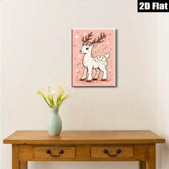 2D flat 1pc Whimsical Floral Deer Wall Art Kids Room Nursery Decor Boho Chic Modern Farmhouse Living Room Bedroom Gallery Wrapped Canvas Prints