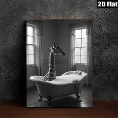 2D flat 1pc Whimsical Giraffe Bubble Bath Art Print Modern Farmhouse Wall Decor Living Room Bedroom Canvas Art Gallery Wrapped Timeless Aesthetic Trending Now