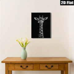 2D flat 1pc Whimsical Giraffe Portrait Wall Art Modern Farmhouse Decor Living Room Bedroom Gallery Wrapped Canvas Prints Teal Blue Gold Accents