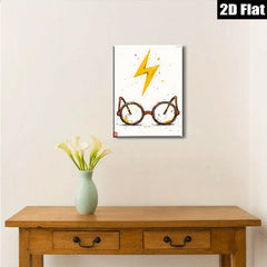 2D flat 1pc Whimsical Glasses Lightning Bolt Wall Art Decor Kids Room Playroom Nursery Modern Farmhouse Gallery Wrapped Canvas Prints Chic Home Decor