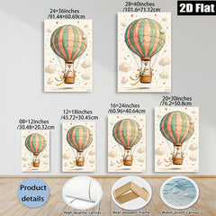 2D flat 1pc Whimsical Hot Air Balloon Nursery Wall Art Decor Kids Room Playroom Canvas Print Home Decorations Modern Farmhouse Style Cozy Living Room