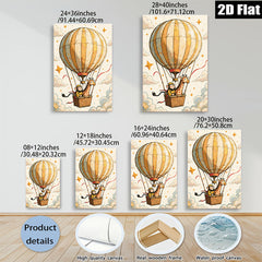 2D flat 1pc Whimsical Monkey Giraffe Hot Air Balloon Ride Kids Room Nursery Decor Wall Art Canvas Print Modern Farmhouse Living Room Decor Gift Idea