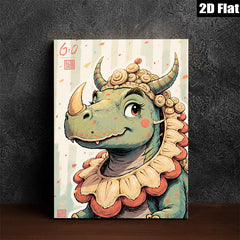 2D flat 1pc Whimsical Rhino Portrait Playful Animal Wall Art Kids Room Nursery Decor Modern Farmhouse Living Room Gallery Wrapped Canvas Prints