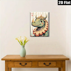 2D flat 1pc Whimsical Rhino Portrait Playful Animal Wall Art Kids Room Nursery Decor Modern Farmhouse Living Room Gallery Wrapped Canvas Prints