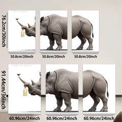 2D flat 1pc Whimsical Rhino with Drink Farmhouse Wall Art for Living Room Bedroom Decor Modern Canvas Prints Animal Paintings Coastal Style