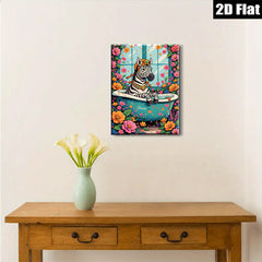 2D flat 1pc Whimsical Zebra Bathroom Art Vivid Floral Wall Decor Living Room Bedroom Home Office Gallery Wrapped Canvas Prints Ready To Hang Modern Farmhouse Style