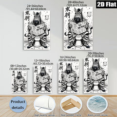 2D flat 1pc Whimsical Zebra Reads Newspaper Wall Art Decor Living Room Bedroom Home Office Modern Farmhouse Aesthetic Gallery Wrapped Canvas Prints Stylish Accent Piece