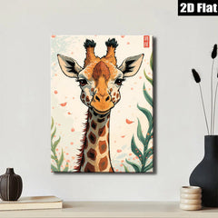 2D flat 1pc Whimsical giraffe portrait adds playful charm to kids room nursery home decor gallery wrapped canvas wall art modern farmhouse style