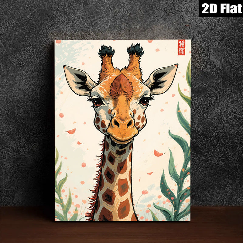 2D flat 1pc Whimsical giraffe portrait adds playful charm to kids room nursery home decor gallery wrapped canvas wall art modern farmhouse style