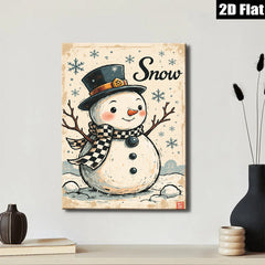 2D flat 1pc Whimsical snowman winter scene cozy farmhouse wall decor living room bedroom holiday gifts gallery wrapped canvas prints