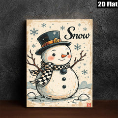 2D flat 1pc Whimsical snowman winter scene cozy farmhouse wall decor living room bedroom holiday gifts gallery wrapped canvas prints