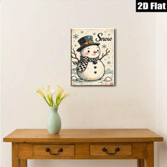 2D flat 1pc Whimsical snowman winter scene cozy farmhouse wall decor living room bedroom holiday gifts gallery wrapped canvas prints