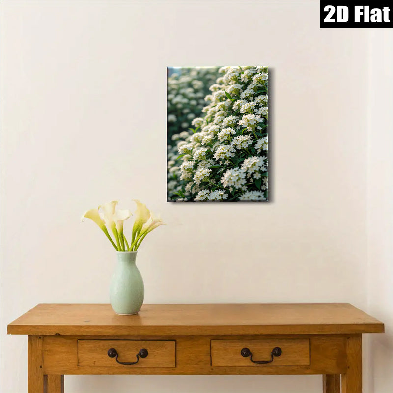2D flat 1pc White Blossom Spring Garden Floral Wall Art Living Room Bedroom Home Decor Farmhouse Style Canvas Prints Modern Botanical Artwork Gallery Wrapped Ready to Hang