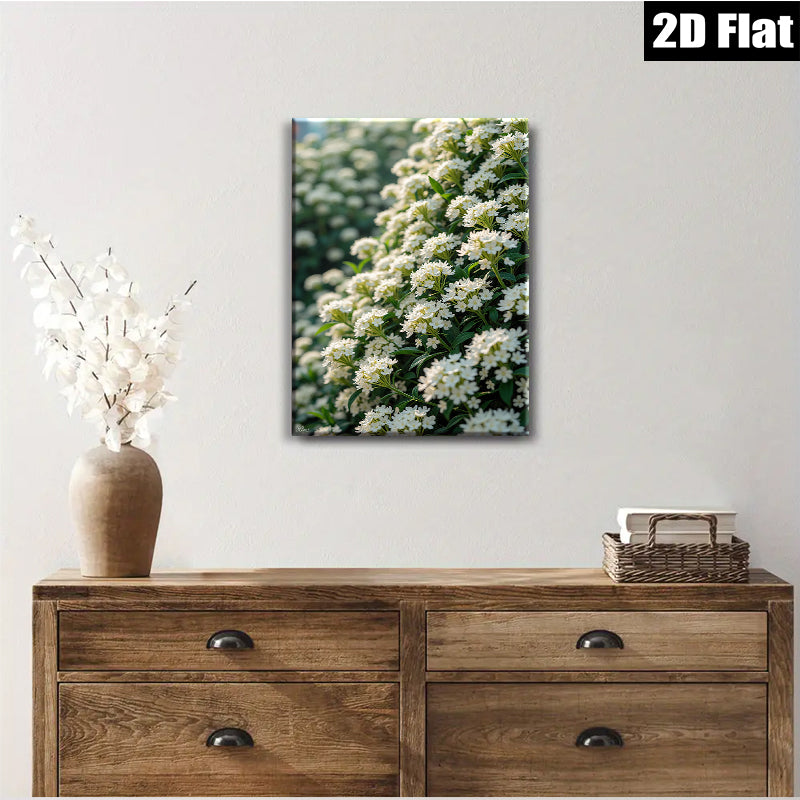 2D flat 1pc White Blossom Spring Garden Floral Wall Art Living Room Bedroom Home Decor Farmhouse Style Canvas Prints Modern Botanical Artwork Gallery Wrapped Ready to Hang