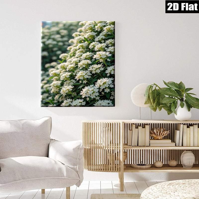 2D flat 1pc White Blossom Spring Garden Floral Wall Art Living Room Bedroom Home Decor Farmhouse Style Canvas Prints Modern Botanical Artwork Gallery Wrapped Ready to Hang