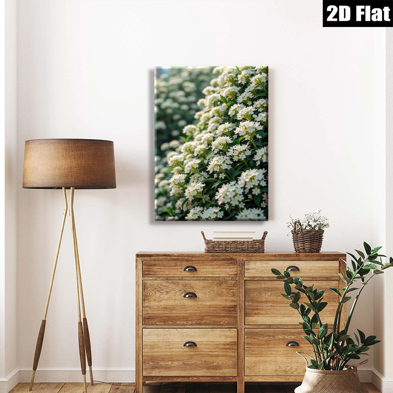 2D flat 1pc White Blossom Spring Garden Floral Wall Art Living Room Bedroom Home Decor Farmhouse Style Canvas Prints Modern Botanical Artwork Gallery Wrapped Ready to Hang