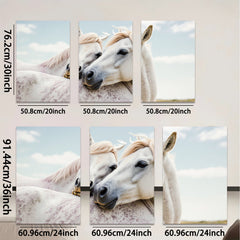 2D flat 1pc White Horses Portrait Farm Animal Wall Art Decor for Living Room Bedroom Gallery Wrapped Canvas Prints Modern Rustic Home Decor Farmhouse Style