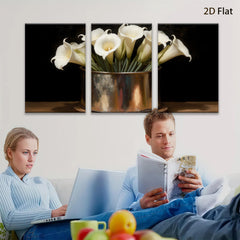 2D flat 1pc White Lilies in Rustic Copper Vase Farmhouse Wall Art Botanical Prints Living Room Dining Room Decor Gallery Wrapped Canvas
