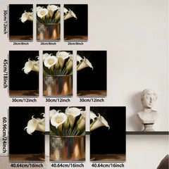 2D flat 1pc White Lilies in Rustic Copper Vase Farmhouse Wall Art Botanical Prints Living Room Dining Room Decor Gallery Wrapped Canvas