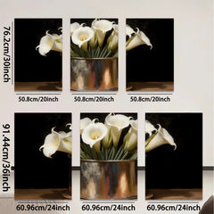 2D flat 1pc White Lilies in Rustic Copper Vase Farmhouse Wall Art Botanical Prints Living Room Dining Room Decor Gallery Wrapped Canvas