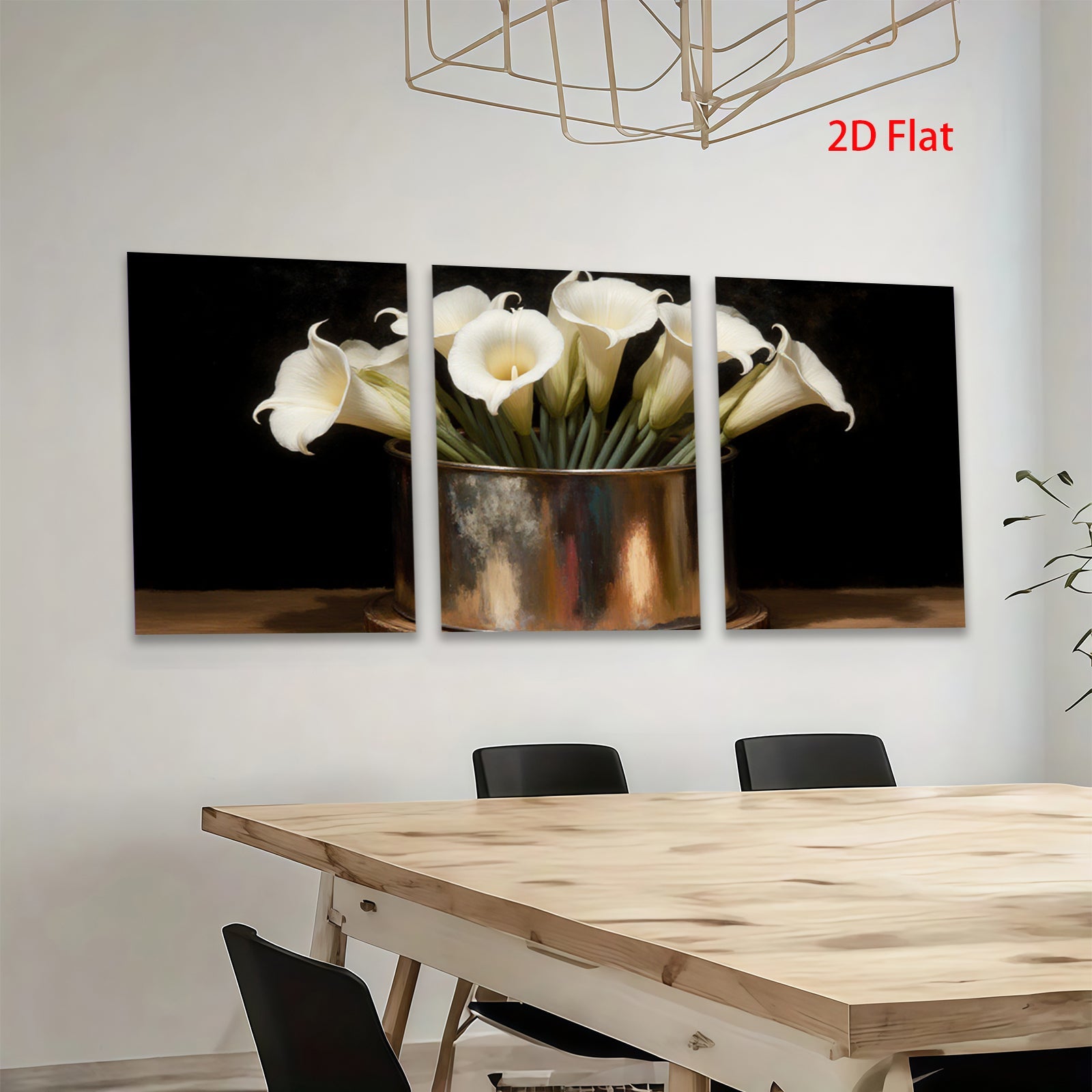 2D flat 1pc White Lilies in Rustic Copper Vase Farmhouse Wall Art Botanical Prints Living Room Dining Room Decor Gallery Wrapped Canvas