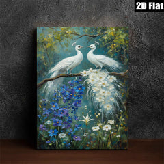 2D flat 1pc White Peacocks Blooming Floral Garden Wall Art Living Room Bedroom Decor Farmhouse Style Canvas Prints Modern Home Decorations