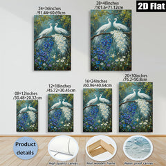 2D flat 1pc White Peacocks Blooming Floral Garden Wall Art Living Room Bedroom Decor Farmhouse Style Canvas Prints Modern Home Decorations