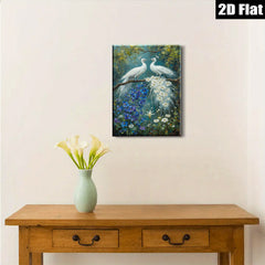 2D flat 1pc White Peacocks Blooming Floral Garden Wall Art Living Room Bedroom Decor Farmhouse Style Canvas Prints Modern Home Decorations