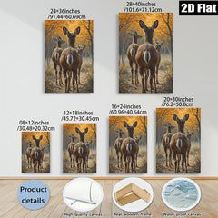 2D flat 1pc Whitetail Deer Forest Trail Autumn Woodland Wildlife Canvas Wall Art for Living Room Bedroom Home Decor Farmhouse Style Modern Rustic Gallery Wrapped