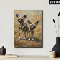 2D flat 1pc Wild African Painted Dogs Portrait Canvas Wall Art for Living Room Bedroom Home Decor Modern Farmhouse Style Rustic Chic